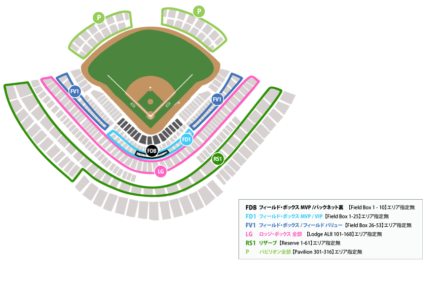 フィールド・ボックス MVP /バックネット裏【Field Box 1 - 10】エリア指定無